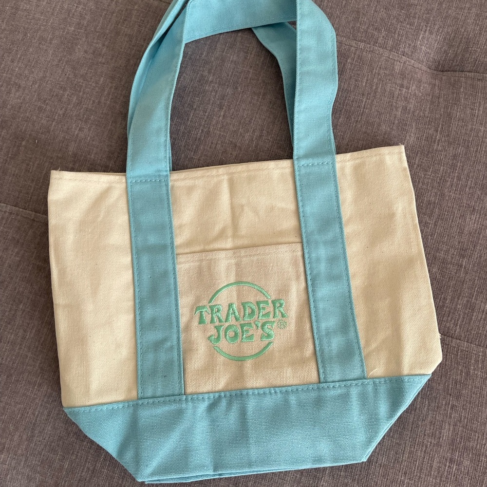 Trader Joe's Pastel Canvas Mini Tote Bag - Pink, Green, Blue, Lavender set of 4 - Picture 5 of 9